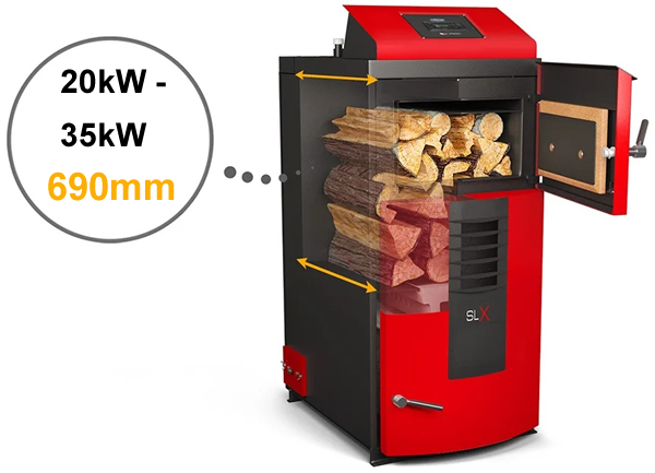 Chaudière bois Attack SLK 25 chambre de chargement 690 mm