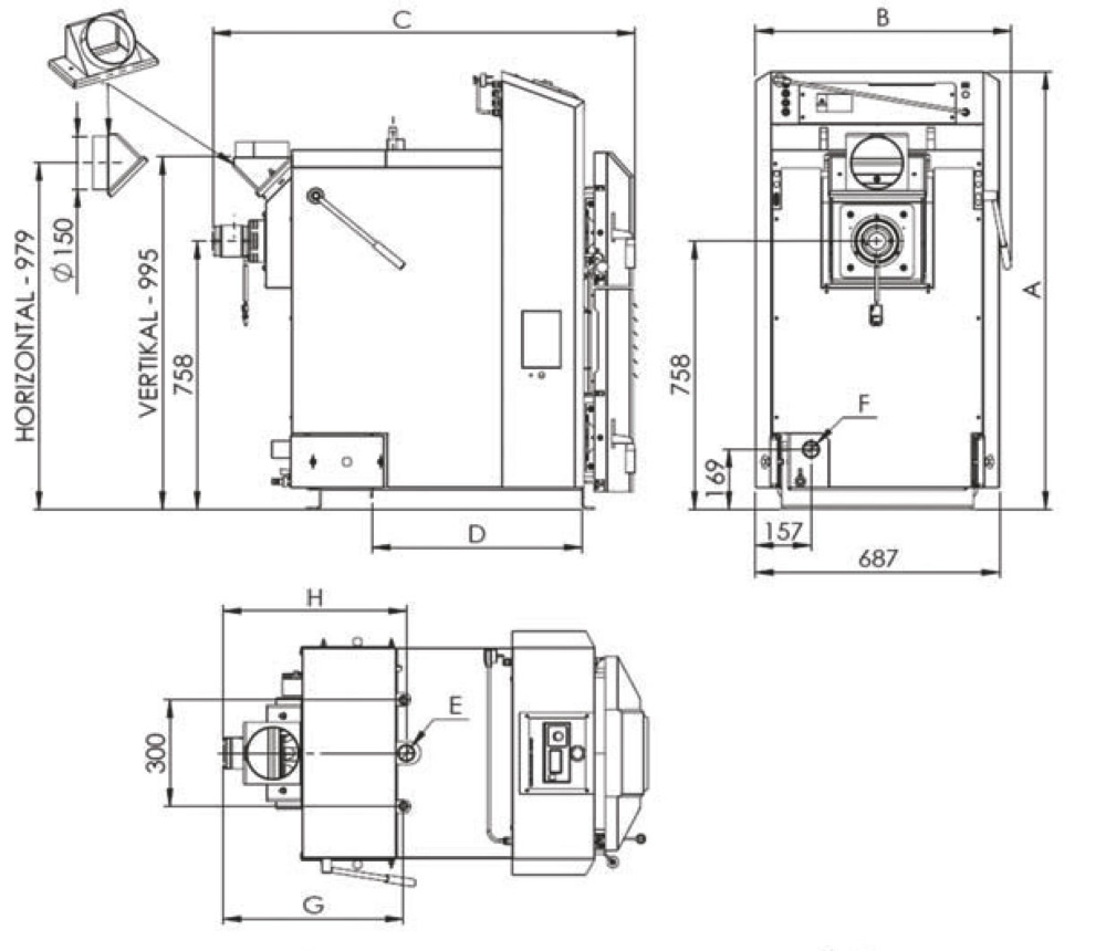 dimensions chaudiere bois dpc 45 kw