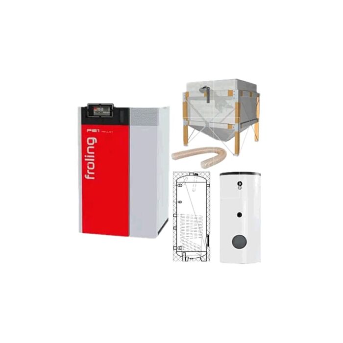 Chaudière Froling PE1 Pellet 25kW avec silo textile et ballon d'eau chaude sanitaire