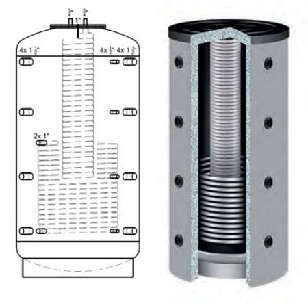 Ballon tampon combiné hygiénique 1500 litres 1 serpentin classe C