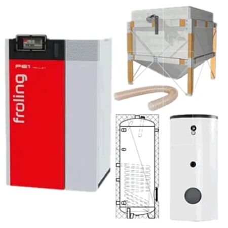 Chaudière Froling PE1 Pellet 25kW avec silo textile et ballon d'eau chaude sanitaire