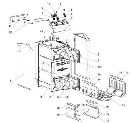 Vue éclatée chaudière bois De Dietrich CBI II 