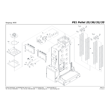 Vue éclatée pièces détachées PE1 25-35 kW — Extracteur de fumées, WOS — Fröling