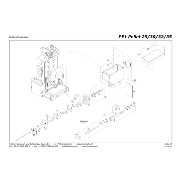 Vue éclatée pièces détachées PE1 25-35 kW — Module transport pellets — Fröling
