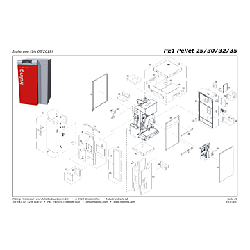 Vue éclatée pièces détachées PE1 25-35 kW — Isolation jusqu'au 08/2019 — Fröling