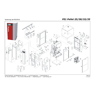 Vue éclatée pièces détachées PE1 25-35 kW — Isolation à partir de 09/2019 — Fröling