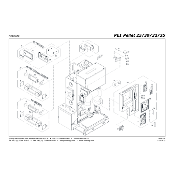 Vue éclatée pièces détachées PE1 25-35 kW — Régulation — Fröling