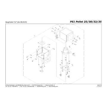 Vue éclatée pièces détachées PE1 25-35 kW — Module aspiration 7,2" jusqu'au 08/2019 — Fröling