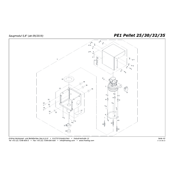 Vue éclatée pièces détachées PE1 25-35 kW — Module aspiration 5,8" à partir de 09/2019 — Fröling
