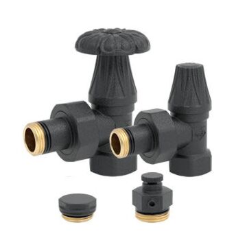 Kit Robinet manuel 1/2" deco1 équerre avec purgeur et bouchon - gris anthracite
