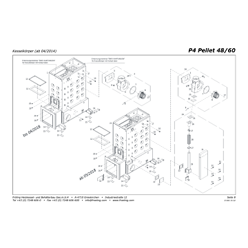 Vue éclatée P4 48-60 kW - Corps de chaudière (à partir de 04/2014) (s1c)
