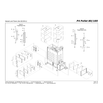 Vue éclatée P4 80-100 kW - Couvercle et portes (jusqu'à 02/2011) (S03A)