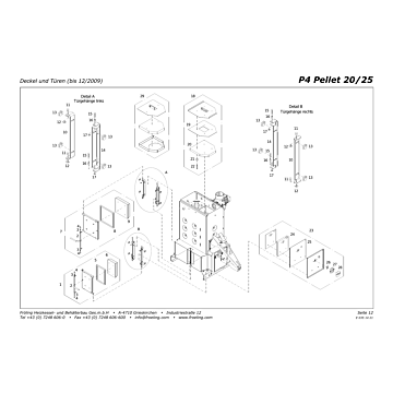 Vue éclatée P4 20-25 kW - Couvercle et portes (jusqu'à 12/2009) (s3a)