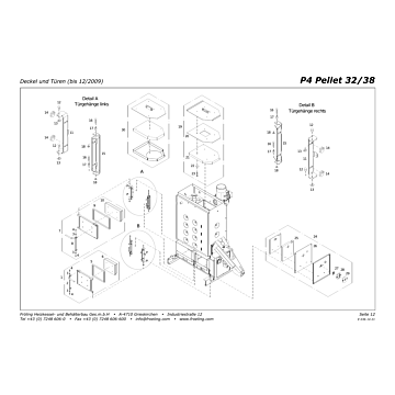 Vue éclatée P4 32-38 kW - Couvercle et portes (jusqu’à 12/2009) (S03A)
