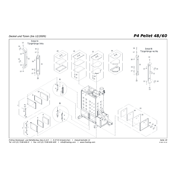 Vue éclatée P4 48-60 kW - Couvercle et portes (jusqu'à 12/2009) (s3a)