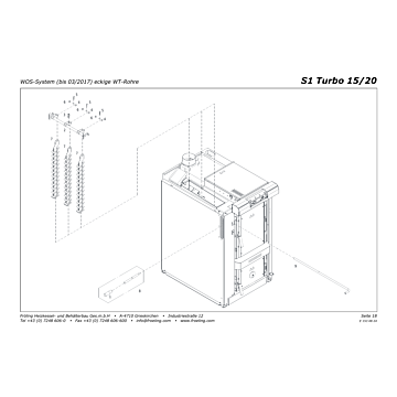 Vue éclatée S1 Turbo 15/20 kW (à partir de 2016) - WOS-System (jusqu'à 03/2017) tubes rectangulaires (s03a)
