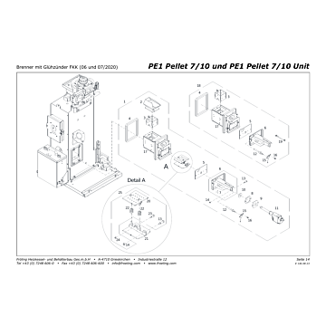 Vue éclatée PE1 7/10 kW - Brûleur avec allumeur incandescent FKK (06 et 07/2020) (S03B)
