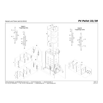 Vue éclatée P4 32-38 kW - Couvercle et portes (à partir de 01/2010) (S03B)