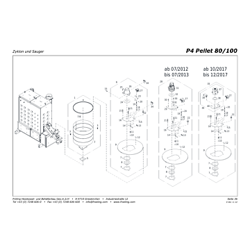 Vue éclatée P4 80-100 kW - Cyclone et aspirateur (S06)