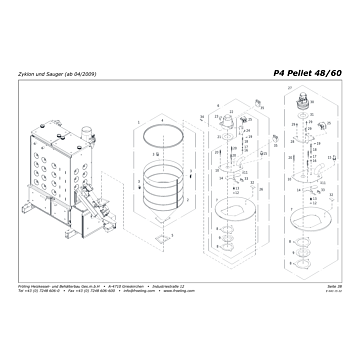 Vue éclatée P4 48-60 kW - Cyclone et aspirateur (à partir de 04/2009) (s6b)