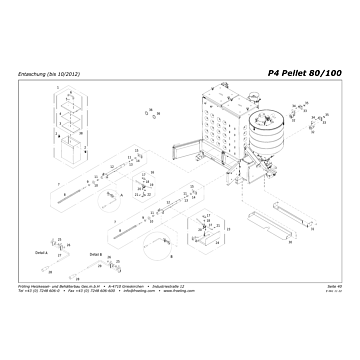 Vue éclatée P4 80-100 kW - Décendrage (jusqu'à 10/2012) (S07A)