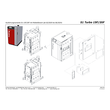 Vue éclatée S1 Turbo 15/20 kW (à partir de 2016) - Variante S1-15F/20F avec bride pellets (02/2020 à 06/2024) (s10b)