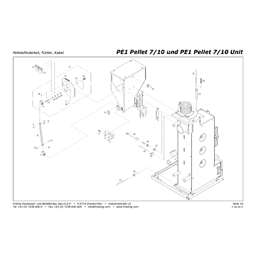 Vue éclatée PE1 7-10 kW (à partir de 2013) - Module transport pellets, sondes, càbles (s04)