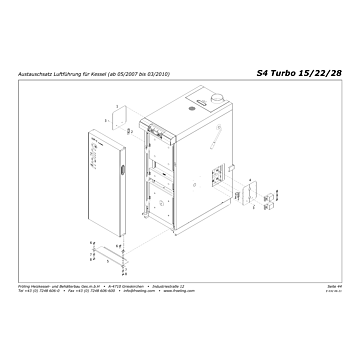 Vue éclatée S4 Turbo 15-22-28 kW - Kit de remplacement distribution d'air pour chaudière (05/2007 à 03/2010) (s08)