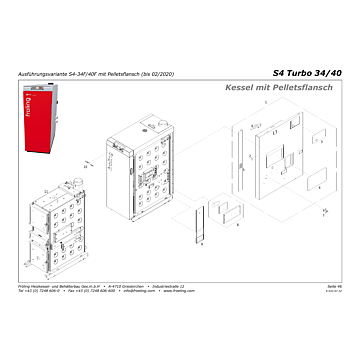 Vue éclatée S4 Turbo 34-40 kW - Variante S4-34F/40F avec bride pellets (jusqu'à 02/2020) (s10a)