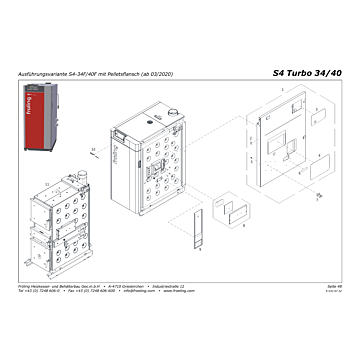 Vue éclatée S4 Turbo 34-40 kW - Variante S4-34F/40F avec bride pellets (à partir de 03/2020) (s10b)