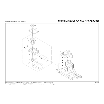 Vue éclatée SP Dual 15-22-28 kW - Brûleur et grille (jusqu'à 09/2012) (s01a)