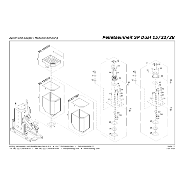 Vue éclatée SP Dual 15-22-28 kW - Cyclone et aspirateur / remplissage manuel (s05)