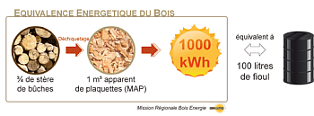 Equivalence énergétique bois fioul